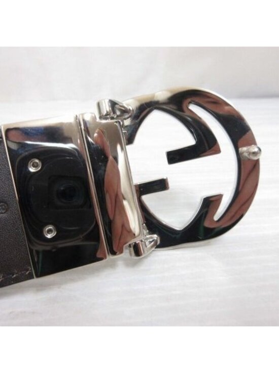 Gucci Interlocking Buckle Reversible Leather Belt Guccissima Black Brown Silver main image 7